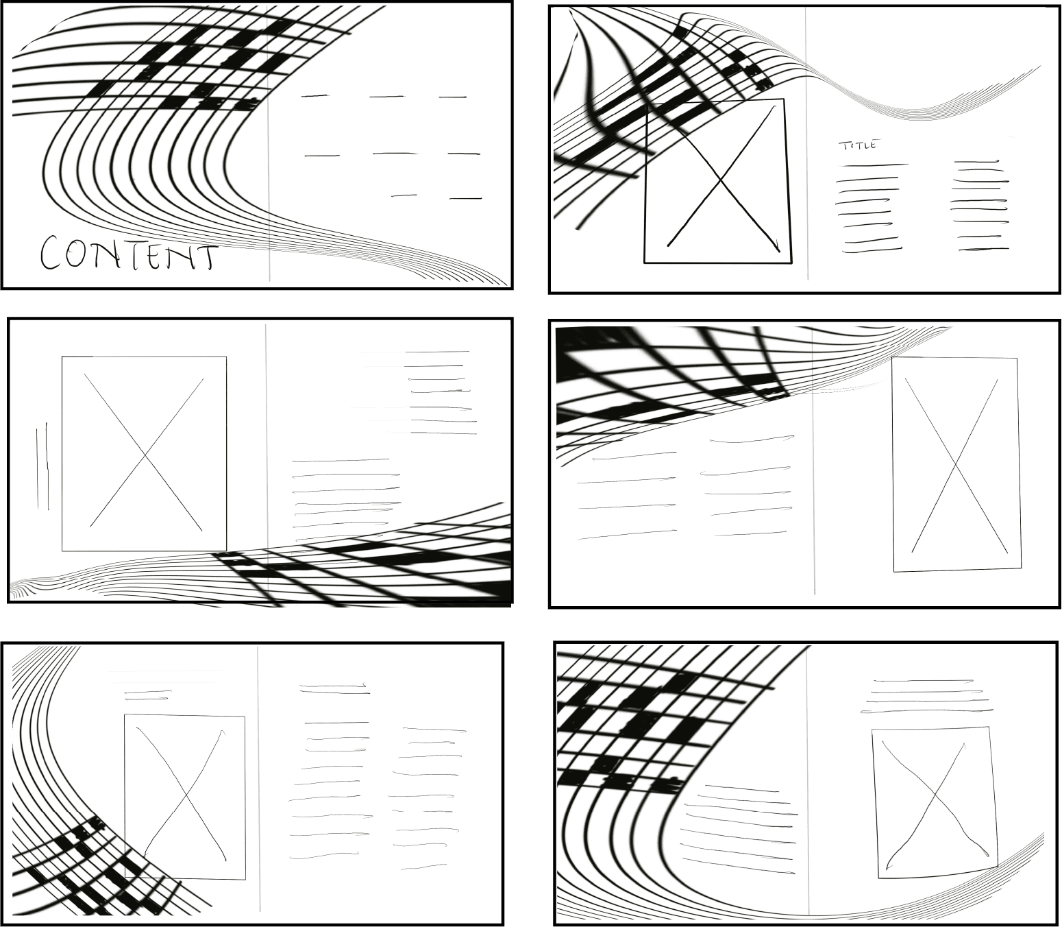 Spread sketch iterating on columns, gutters, and pull-quote positioning